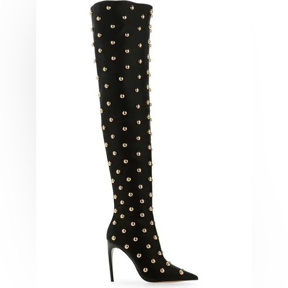 Studded Black Over-the-Knee Boots - Picture 2 of 11